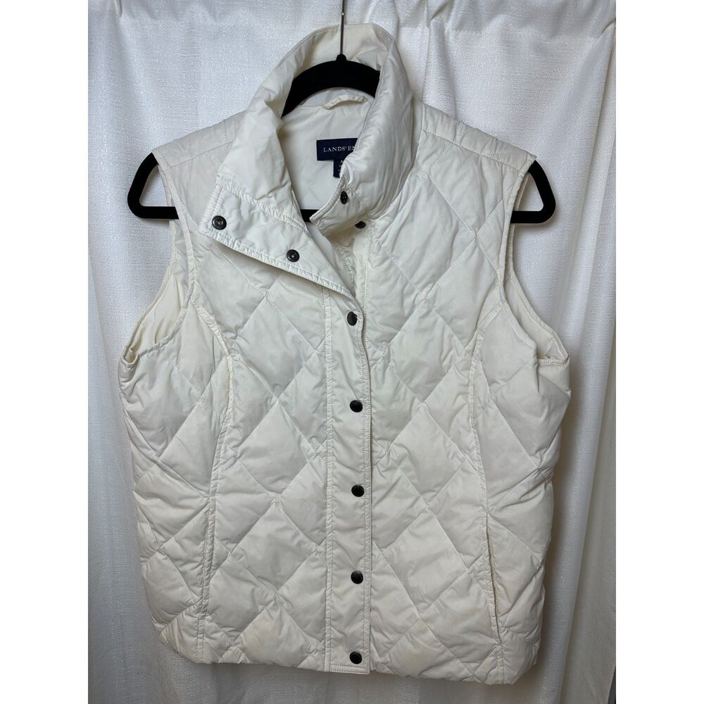 Lands' End Quilted Down Puffer Vest, Women's Size M Outdoor Layer